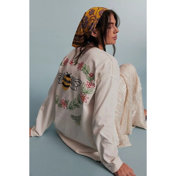 Free People We The Free Never Leaf Me Tee Tunic Top Cotton Embroidered M 282249 - Picture 1 of 13